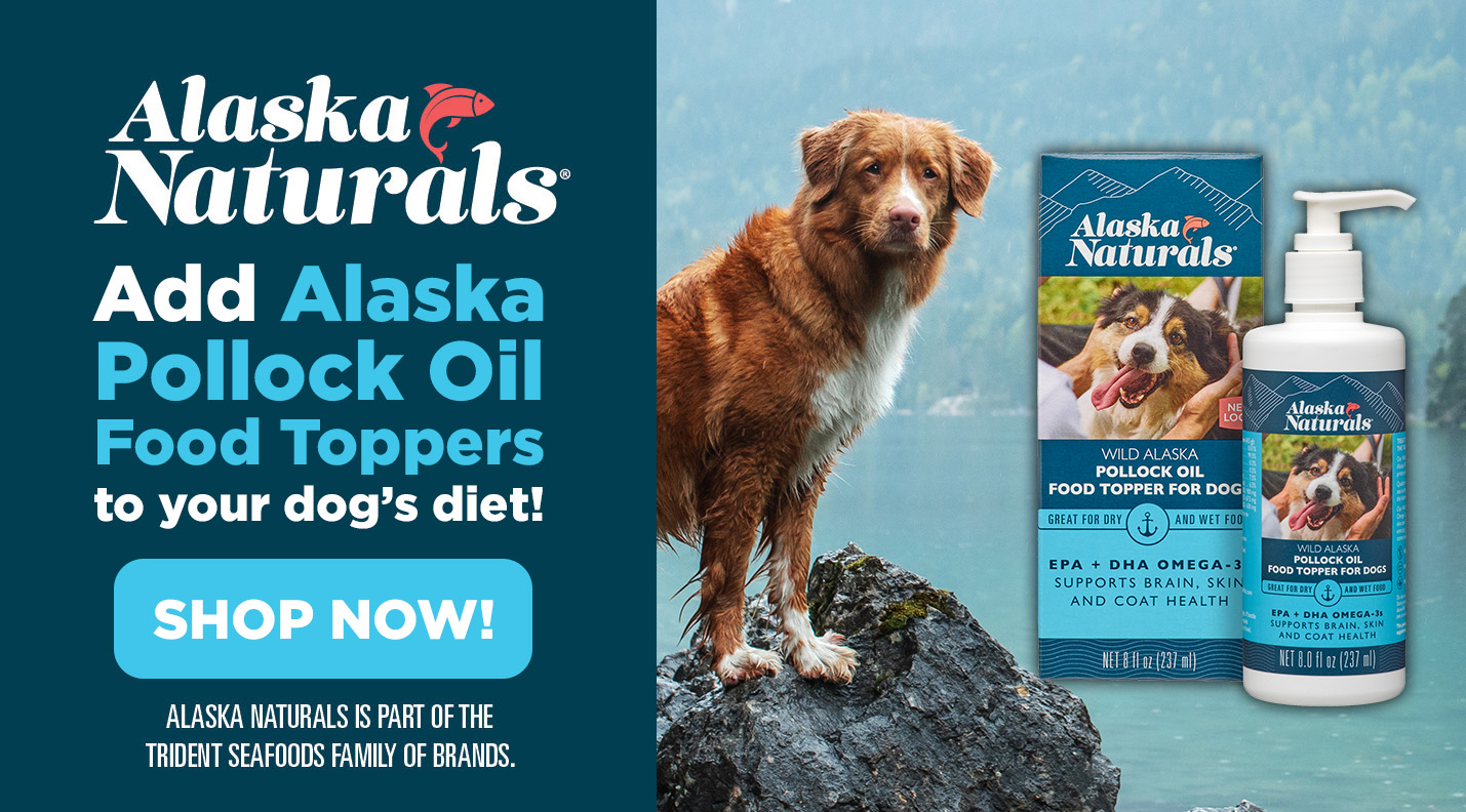 Add Alaska Pollock to your dog’s diet today with Alaska Naturals® Wild Alaska Pollock Oil Food Topper for dogs